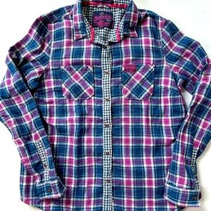 SUPERDRY Cotton Madras Button Front Long Sleeve Shirt
